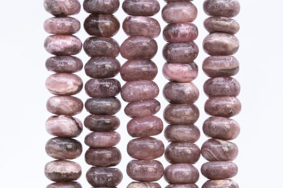Genuine Natural Argentina Rhodochrosite Gemstone Beads 6x4mm Brown Pink Rondelle A Quality Loose Beads (115495)