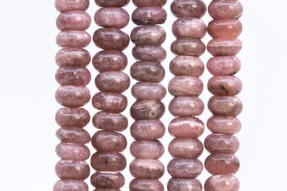 51 Pcs - 6x4mm Gray Pink Rhodochrosite Beads Argentina Grade A Genuine Natural Rondelle Gemstone Loose Beads (115494)