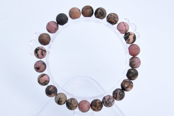8mm Matte Rhodonite Beads Bracelet Grade Aaa Genuine Natural Round Gemstone 7" Bulk Lot Options (106790h-063)