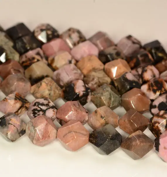10mm flower Rhodonite Beads Star Cut Faceted Grade Aaa Genuine Natural Gemstone Loose Beads 15" Bulk Lot 1,3,5,10 And 50 (80010251-m26 A)