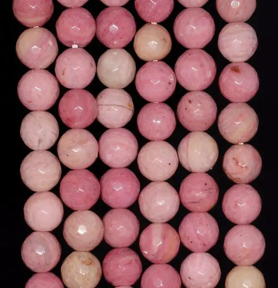 10mm  Rhodonite Gemstone Faceted Round Loose Beads 15 Inch Full Strand (80002039-a58)