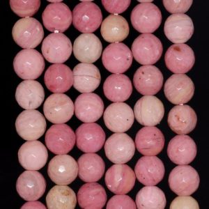 Shop Rhodonite Faceted Beads! 10MM  Rhodonite Gemstone Faceted Round Loose Beads 7 inch Half Strand (80002039 H-A58) | Natural genuine faceted Rhodonite beads for beading and jewelry making.  #jewelry #beads #beadedjewelry #diyjewelry #jewelrymaking #beadstore #beading #affiliate #ad