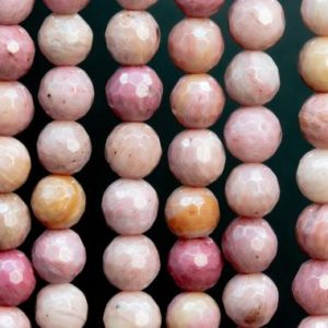 Shop Rhodonite Faceted Beads! Genuine Natural Rhodonite Gemstone Beads 6MM Haitian Flower Micro Faceted Round AAA Quality Loose Beads (100890) | Natural genuine faceted Rhodonite beads for beading and jewelry making.  #jewelry #beads #beadedjewelry #diyjewelry #jewelrymaking #beadstore #beading #affiliate #ad
