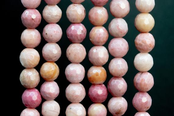 Genuine Natural Rhodonite Gemstone Beads 6mm Haitian Flower Micro Faceted Round Aaa Quality Loose Beads (100890)