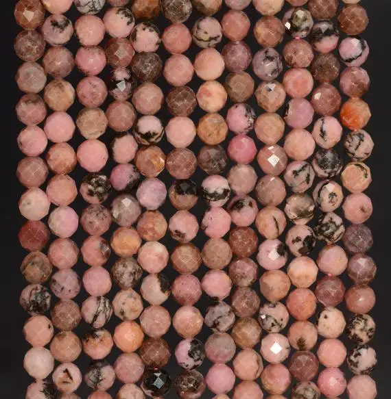 5mm  Rhodonite Gemstone Grade A Micro Faceted Round Loose Beads 15.5 Inch Full Strand (80010050-a199)