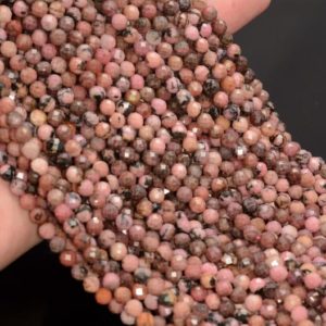 Shop Rhodonite Faceted Beads! 5MM Rhodonite Gemstone Grade A Micro Faceted Round Beads 15.5 inch Full Strand BULK LOT 1,2,6,12 and 50(80010050-A199) | Natural genuine faceted Rhodonite beads for beading and jewelry making.  #jewelry #beads #beadedjewelry #diyjewelry #jewelrymaking #beadstore #beading #affiliate #ad