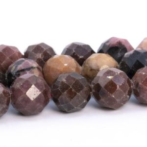 Shop Rhodonite Faceted Beads! 6MM Pink Brown Rhodonite Beads Grade A Genuine Natural Gemstone Faceted Round Loose Beads 15" / 7.5" Bulk Lot Options (113232) | Natural genuine faceted Rhodonite beads for beading and jewelry making.  #jewelry #beads #beadedjewelry #diyjewelry #jewelrymaking #beadstore #beading #affiliate #ad
