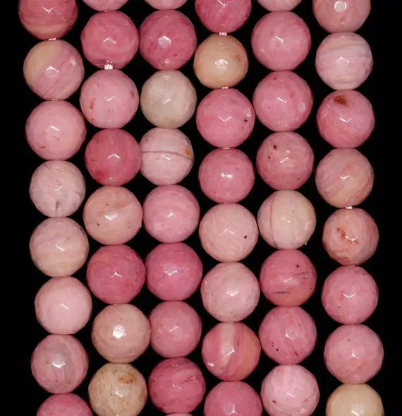 8-9mm  Rhodonite Gemstone Faceted Round Loose Beads 7 Inch Half Strand (80002034 H-a58)