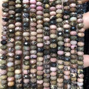 Shop Rhodonite Faceted Beads! Black Rhodonite Faceted Beads, Natural Gemstone Beads,  Nice Cut Rondelle Stone Beads 4x6mm 15'' | Natural genuine faceted Rhodonite beads for beading and jewelry making.  #jewelry #beads #beadedjewelry #diyjewelry #jewelrymaking #beadstore #beading #affiliate #ad