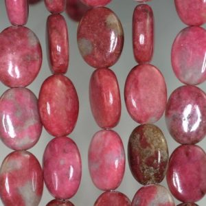 Shop Rhodonite Bead Shapes! 20x16MM  Rhodonite Gemstone Grade AA Oval Loose Beads 7.5 inch Half Strand (90182338-A119) | Natural genuine other-shape Rhodonite beads for beading and jewelry making.  #jewelry #beads #beadedjewelry #diyjewelry #jewelrymaking #beadstore #beading #affiliate #ad