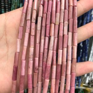 Shop Rhodonite Bead Shapes! Rhodonite Tube Beads, Natural Gemstone Beads, Loose Stone Beads 4x13mm 15'' | Natural genuine other-shape Rhodonite beads for beading and jewelry making.  #jewelry #beads #beadedjewelry #diyjewelry #jewelrymaking #beadstore #beading #affiliate #ad