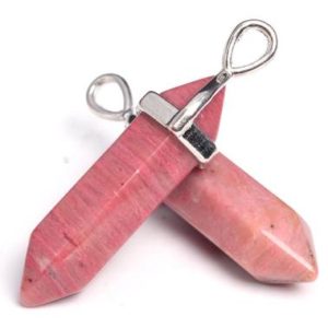 2 Pcs – 39x8MM Gray Pink Rhodonite Beads Hexagonal Pointed Pendant Natural AAA Silver Plated Cap Bulk Lot Options (102513-534) | Natural genuine Rhodonite pendants. Buy crystal jewelry, handmade handcrafted artisan jewelry for women.  Unique handmade gift ideas. #jewelry #beadedpendants #beadedjewelry #gift #shopping #handmadejewelry #fashion #style #product #pendants #affiliate #ad