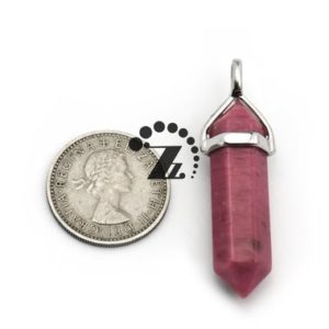 Shop Rhodonite Pendants! Rhodonite Hexagonal Pointed Pendant,Silver plated double terminated pendant,Pencil Point Pendant,Natural,gemstone,8x38mm | Natural genuine Rhodonite pendants. Buy crystal jewelry, handmade handcrafted artisan jewelry for women.  Unique handmade gift ideas. #jewelry #beadedpendants #beadedjewelry #gift #shopping #handmadejewelry #fashion #style #product #pendants #affiliate #ad