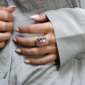 Shop Rhodonite Rings! Natural Rhodonite Ring · Pink Stone Ring · Gold Artisan Ring · Statement Ring · Gemstone Ring · Rhodonite Jewelry | Natural genuine Rhodonite rings, simple unique handcrafted gemstone rings. #rings #jewelry #shopping #gift #handmade #fashion #style #affiliate #ad