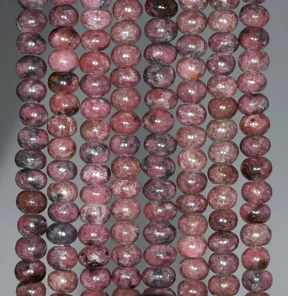 6x4mm Dark Pink Rhodonite Gemstone Rondelle Loose Beads 16 Inch Full Strand (80000555-a73)