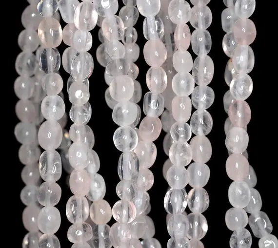 Rose Quartz Gemstones Pink Pebble 7x6-6x5mm Loose Beads 16 Inch Full Strand (90143791-b69)