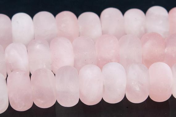 10x6mm Matte Pink Rose Quartz Beads Grade A Genuine Natural Gemstone Rondelle Loose Beads 15" / 7.5" Bulk Lot Options (110558)