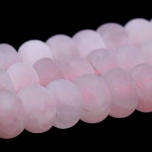 Shop Rose Quartz Rondelle Beads! 8x5MM Matte Rose Quartz Beads Grade AA Natural Gemstone Rondelle Loose Beads 15" / 7" Bulk Lot Options(102224) | Natural genuine rondelle Rose Quartz beads for beading and jewelry making.  #jewelry #beads #beadedjewelry #diyjewelry #jewelrymaking #beadstore #beading #affiliate #ad