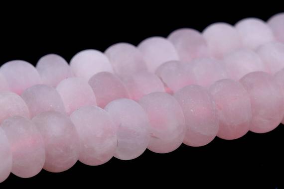 8x5mm Matte Rose Quartz Beads Grade Aa Natural Gemstone Rondelle Loose Beads 15" / 7" Bulk Lot Options(102224)