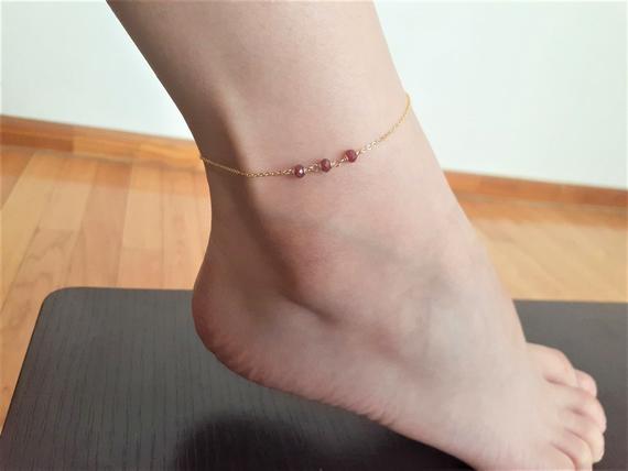 Ruby Anklet, July Birthstone /handmade Jewelry/ Gemstone Anklet, Dainty Anklets For Women, Birthstone Anklet, Summer Jewelry, Dainty Anklet