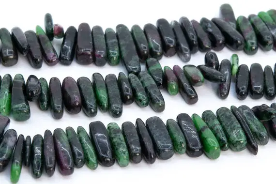 12-24x3-5mm Dark Green Ruby Zoisite Beads Stick Pebble Chip Genuine Natural Grade Aa Gemstone Loose Bead 15.5"/7.5" Bulk Lot Option (112811)