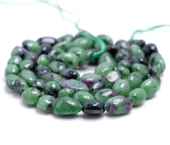 5-6mm  Ruby Zoisite Gemstone Pebble Nugget Granule Loose Beads 7.5 Inch Half Strand (80001931 H-a33)