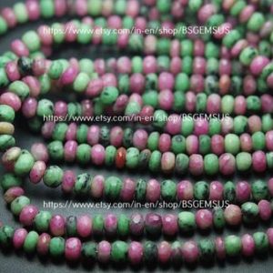 Shop Ruby Zoisite Faceted Beads! 13 Inches Strand, natural Ruby Zoisite Faceted Rondelles, size 4-4.5mm Approx | Natural genuine faceted Ruby Zoisite beads for beading and jewelry making.  #jewelry #beads #beadedjewelry #diyjewelry #jewelrymaking #beadstore #beading #affiliate #ad