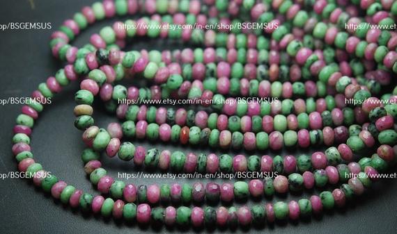13 Inches Strand,natural Ruby Zoisite Faceted Rondelles,size 4-4.5mm Approx