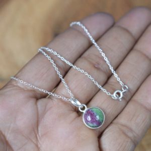 Shop Ruby Zoisite Pendants! Ruby Zoisite 925 Sterling Silver Round Shape Gemstone Jewelry Pendant w/ or w/o chain | Natural genuine Ruby Zoisite pendants. Buy crystal jewelry, handmade handcrafted artisan jewelry for women.  Unique handmade gift ideas. #jewelry #beadedpendants #beadedjewelry #gift #shopping #handmadejewelry #fashion #style #product #pendants #affiliate #ad