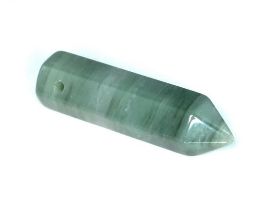 31x8mm Green Rutile Quartz Gemstone Point Healing Chakra Hexagonal Point Focal Bead Bulk Lot 2,4,6,12 And 50 (90183768-368)