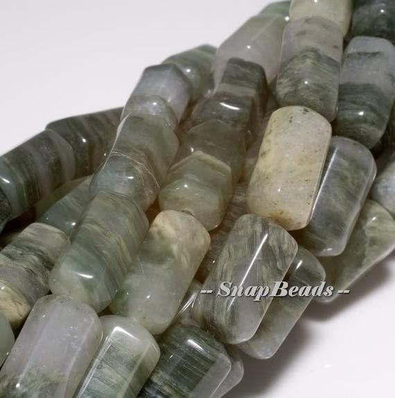Mojito Green Rutile Quartz Gemstone Hexagon Tube 12x6mm Loose Beads 15.5inch Full Strand (10233683-63)