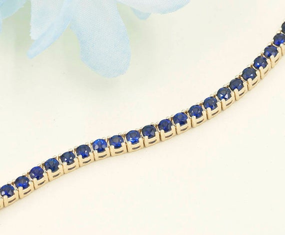 14k Sapphire Tennis Bracelet / Tennis Bracelet / White Gold / Sapphire Bracelet / Bracelet For Women / Blue Sapphire