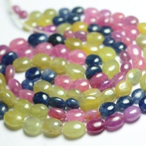 Shop Sapphire Bead Shapes! 14 Inches Strand Natural Multi Sapphire Beads 5mm to 9mm Smooth Oval Gemstone Beads Superb Sapphire Stone Beads No3678 | Natural genuine other-shape Sapphire beads for beading and jewelry making.  #jewelry #beads #beadedjewelry #diyjewelry #jewelrymaking #beadstore #beading #affiliate #ad