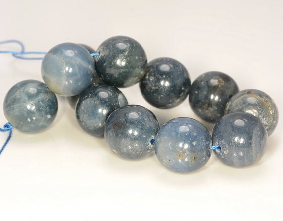 14mm Genuine Natural Blue Sapphire Rare Gemstone Blue Round 4 Beads (80009751-490)