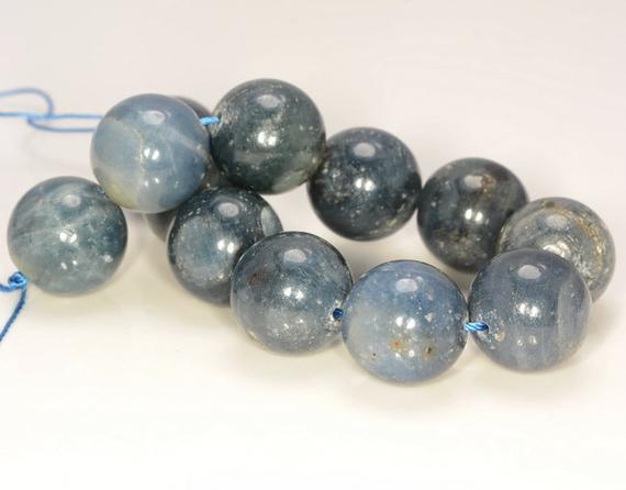 15mm Genuine Natural Blue Sapphire Rare Gemstone Blue Round 4 Beads (80009753-490)