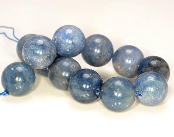 15mm Genuine Natural Blue Sapphire Rare Gemstone Grade A Blue Round 4 Beads (80009752-490)
