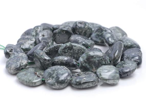 10-11mm  Seraphinite Clinochlore Gemstone Nugget Pebble Loose Beads 15.5 Inch Full Strand (80002122-a8)