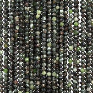 Shop Seraphinite Beads! Genuine Natural Seraphinite Gemstone Beads 2MM Ink Green Faceted Round Loose Beads (113273) | Natural genuine faceted Seraphinite beads for beading and jewelry making.  #jewelry #beads #beadedjewelry #diyjewelry #jewelrymaking #beadstore #beading #affiliate #ad