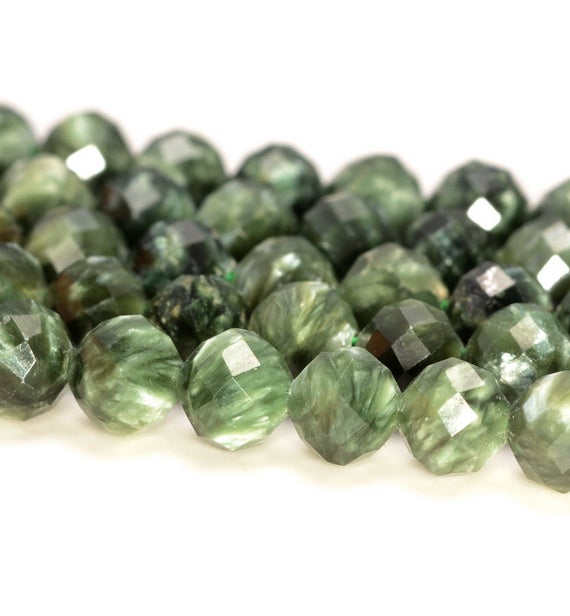 3.8mm  Seraphinite Clinochlore  Gemstone Grade Aaa Micro Faceted Round Loose Beads 15.5 Inch Full Strand (80006522-a204)