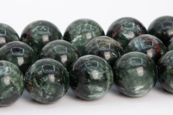 11mm Russian Seraphinite Beads Dark Color Grade A Genuine Natural Gemstone Round Loose Beads 15" / 7.5" Bulk Lot Options (111487)