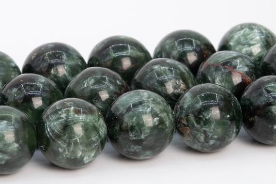12mm Russian Seraphinite Beads Dark Color Grade A Genuine Natural Gemstone Round Loose Beads 15" / 7.5" Bulk Lot Options (111489)