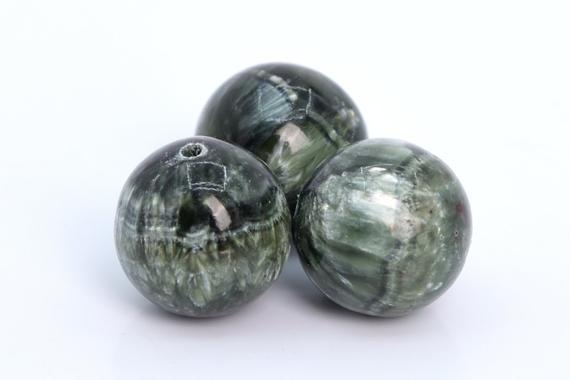 17 / 9  Pcs - 12mm Seraphinite Beads Grade Aa Genuine Natural Round Gemstone Loose Beads (105525h)