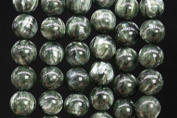 Genuine Natural Seraphinite Gemstone Beads 11mm Green Round Aaa Quality Loose Beads (111132)