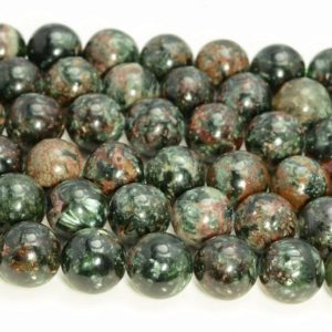 Shop Seraphinite Beads! Genuine Natural Russian Seraphinite Clinochlore Gemstone Deep Green Smooth 7mm 8mm 9mm 10mm 11mm 12mm Round Loose Beads (A247) | Natural genuine round Seraphinite beads for beading and jewelry making.  #jewelry #beads #beadedjewelry #diyjewelry #jewelrymaking #beadstore #beading #affiliate #ad
