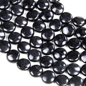 Shop Shungite Beads! 100% Natural Smooth Russian Shungite Anti Radiation High Carbon Grade AAA Flat Button Coin 8MM 10MM 12MM Loose Beads (D47) | Natural genuine other-shape Shungite beads for beading and jewelry making.  #jewelry #beads #beadedjewelry #diyjewelry #jewelrymaking #beadstore #beading #affiliate #ad