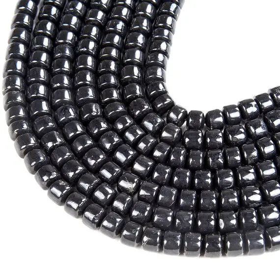 Natural Smooth Shungite Gemstone Grade Aaa Cylinder Wheel Tube 8x5mm 12x8mm Loose Beads Bulk Lot 1,2,6,12 And 50 (d46)