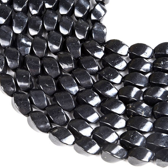 Natural Smooth Shungite Gemstone Grade Aaa Twisted Barrel Drum 15x9mm Loose Beads Bulk Lot 1,2,6,12 And 50 (d48)