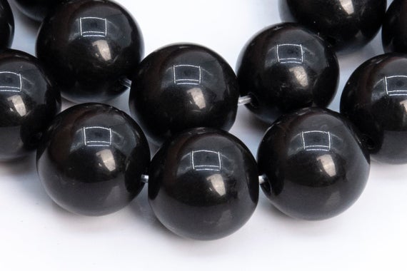 Genuine Natural Shungite Gemstone Beads 12mm Carbon Black Round Loose Beads (112701)