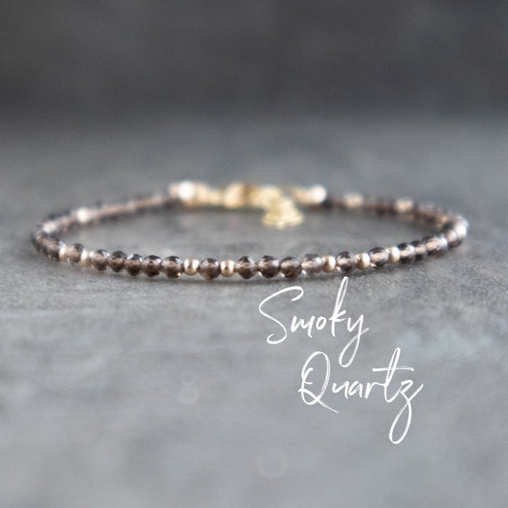 Smokey Quartz Bracelet, Dainty Crystal Bracelets For Women, Gifts For Her, Smoky Quartz Jewelry