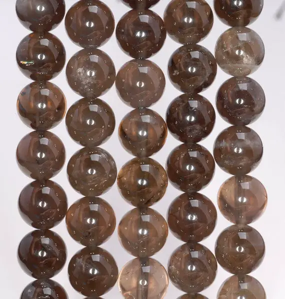 12mm Natural Clear Smoky Quartz Gemstone Grade Aa Round Loose Beads 15.5 Inch Full Strand (80003815-b96)